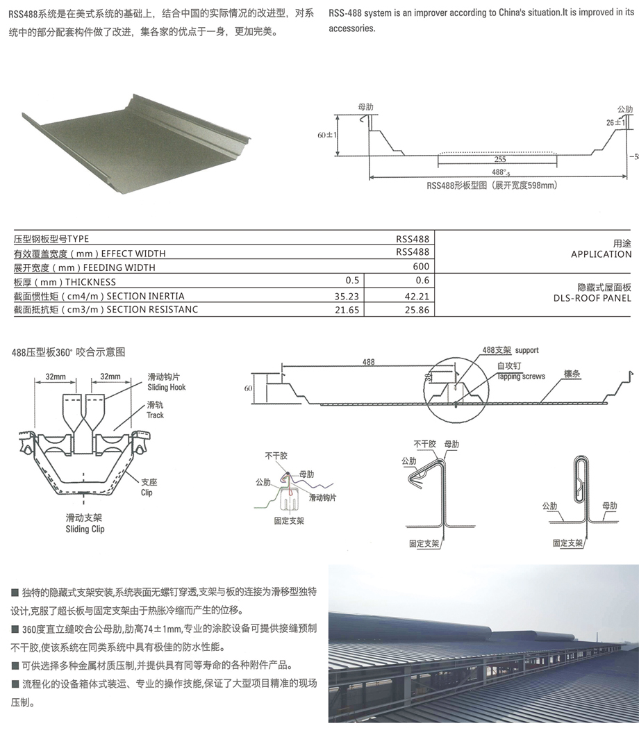 直立鎖縫488屋面系統（RSS488）